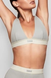 Skims Cotton Plunge Bralette In Mineral