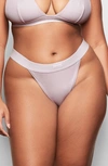 Skims Cotton Rib Thong In Iris Mica