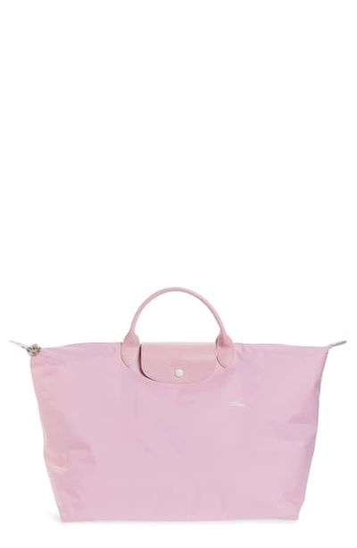 Longchamp Le Pliage Club Small Shoulder Tote In Pink/silver