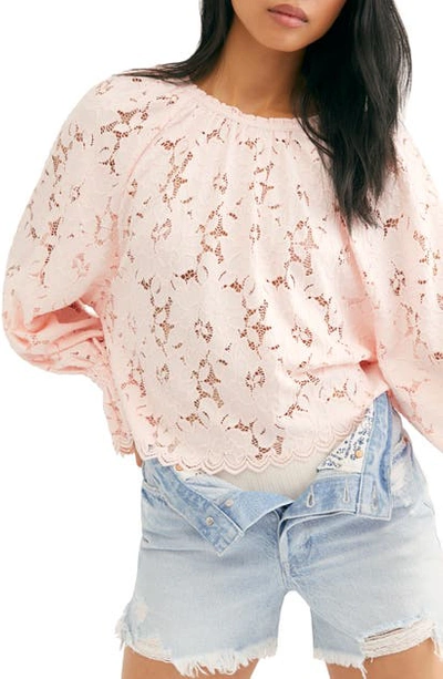 Free People Olivia Lace Top In Pink