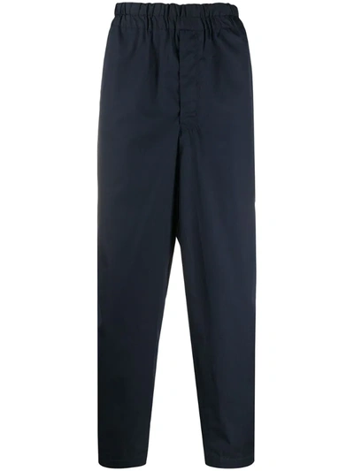 Comme Des Garçons Shirt Elastic-waistband Tapered Trousers In Blue