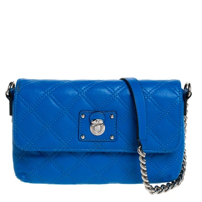 Pre-owned Marc Jacobs Blue Quilted Leather Flap Crossbody Bag
