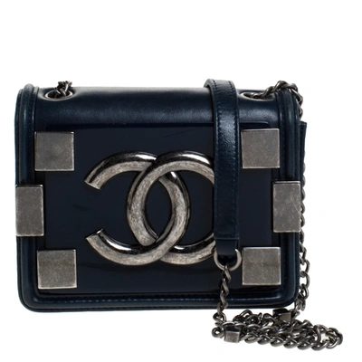 Pre-owned Chanel Blue Leather Boy Brick Flap Crossbody Bag