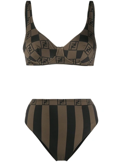 Fendi Vintage Style Double F Bikini In Black