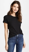 Madewell Whisper Cotton Ribbed Crewneck T-shirt In True Black