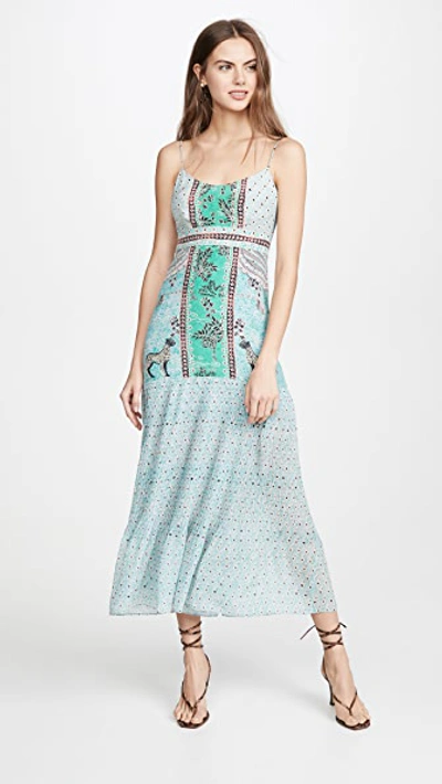 Saloni Veronica Jungle Print Silk Midi Dress In Fresco Green | ModeSens