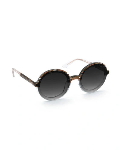 Krewe Louisa Nylon Round Sunglasses In D'oro To Crystal
