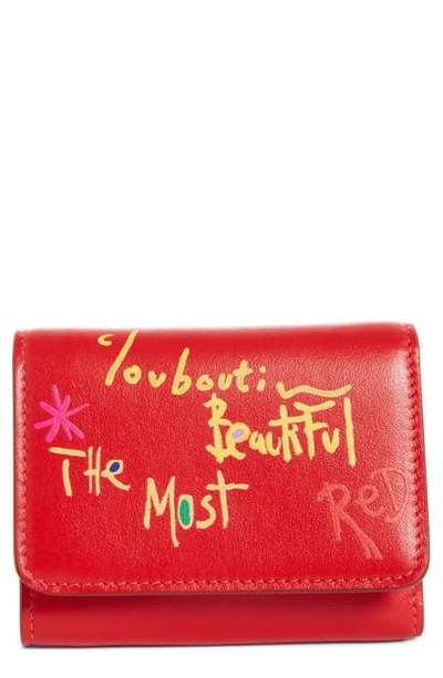 Christian Louboutin Loubigaga Mini "the Most Beautiful Red" Wallet In Gold