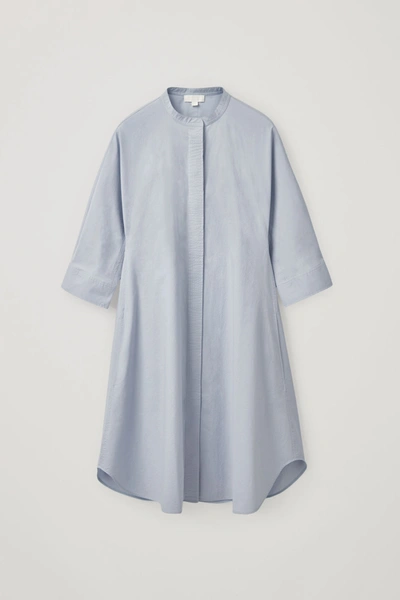 Cos Cotton Shirt Dress In Blue