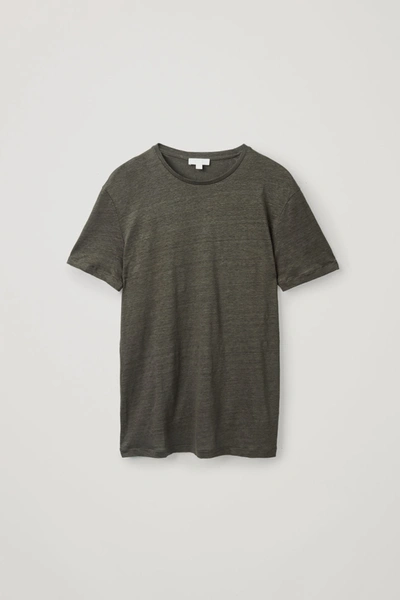 Cos Regular-fit Linen T-shirt In Grey