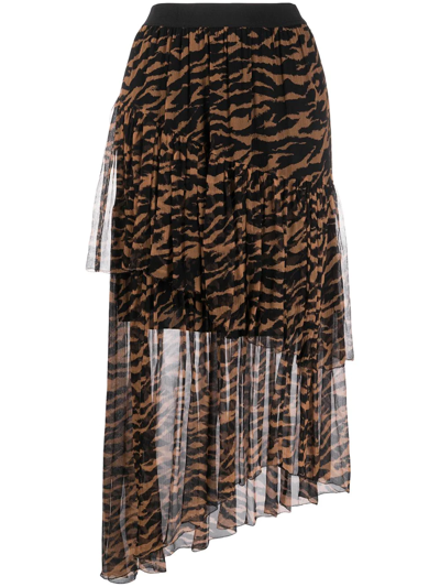 Zimmermann Wavelength Tiger-print Silk-georgette Midi Skirt In Animal Print