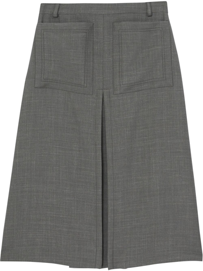 Burberry Inverted Box-pleat Wool-blend Skirt In Dark Grey