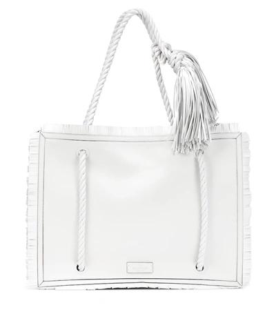 Valentino Garavani The Rope Large Leather Tote Bag In White