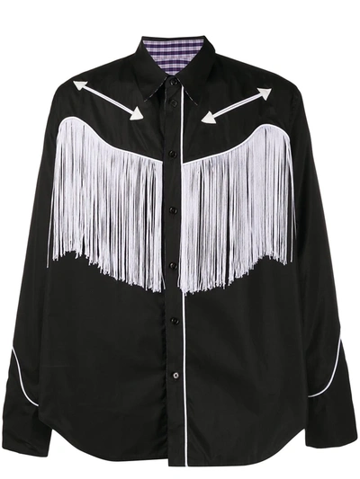 Martine Rose Reversible Fringed Cotton Shirt In Black