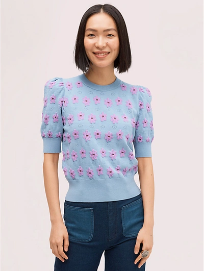 Kate Spade Marker Floral Sweater In Rain Drop