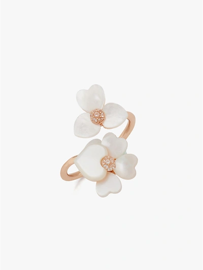 Kate Spade Precious Pansy Wrap Ring In Cream Multi/rose Gold