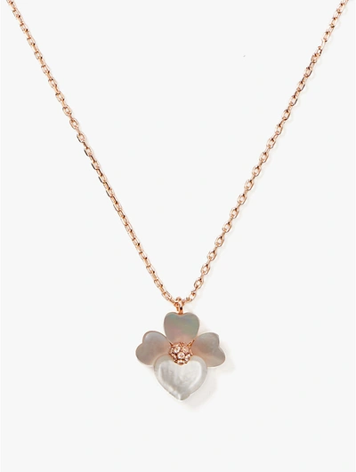 Kate Spade Precious Pansy Mini Pendant In Cream Multi/rose Gold