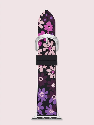 Kate Spade Black Floral-print Silicone 38/40mm Band For Apple Watch® In Multi