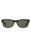 Ray Ban Ray-ban Unisex New Wayfarer Polarized Sunglasses, 55mm In Matte Black/polarized Green