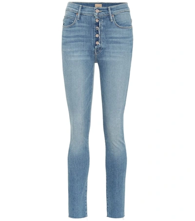 Mother The Fly Cut Stunner Fray Hem Ankle Jeans In Blue