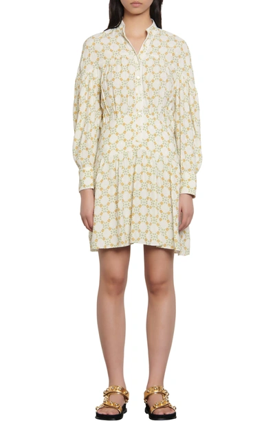 Sandro Magy Long Sleeve Floral Shirtdress In Ivory | ModeSens
