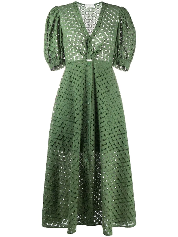 Sandro Sheraze Eyelet A Line Dress In Green Modesens