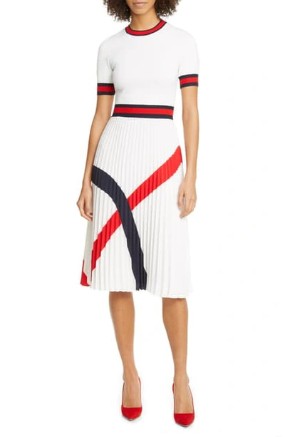 ted baker knitted dress with pleated skirt Fynlie Pleated-skirt In Ivory size-14-16