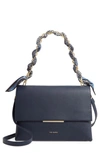 Ted Baker Evangli Small Leather Shoulder Bag In Navy