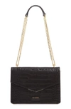 Ted Baker Jaydaa Croc Embossed Leather Crossbody Bag In Black