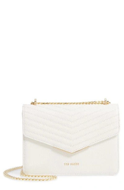 Ted Baker Bonitah Mini Quilted Leather Crossbody Envelope Bag In Ivory