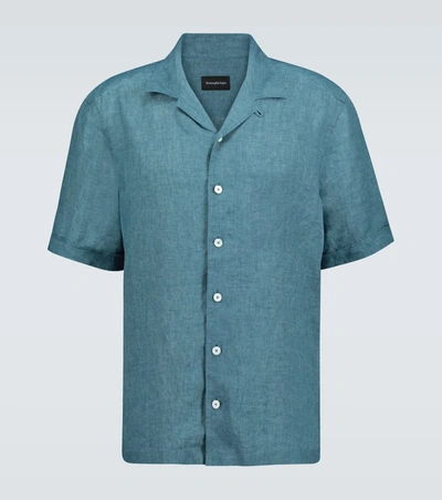 Ermenegildo Zegna Short-sleeved Linen Shirt In Green