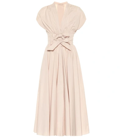 Alaïa Cotton-poplin Midi Dress In Beige