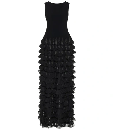 Alaïa Ruffled Maxi Dress In Black