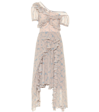 Preen By Thornton Bregazzi Quia Floral Stretch-crêpe Midi Dress In Beige