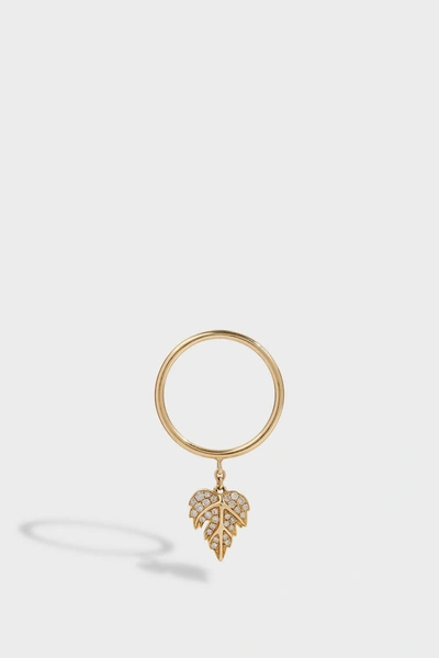 Yvonne Léon Diamond And 18k Yellow Gold Leaf Charm Ring In Y Gold