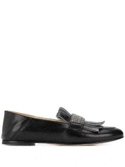 Fabiana Filippi Beatrice Leather Moccasins In Black