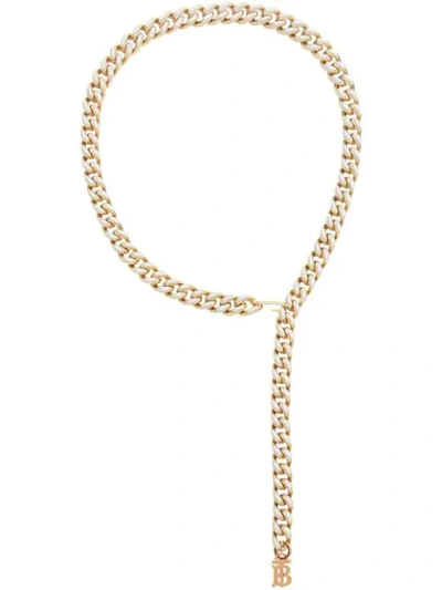 Burberry Pearl Detail Chain Belt In Gold