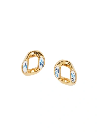 Burberry Enamel Detail Gold-plated Chain-link Earrings