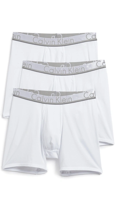 Calvin Klein Underwear Comfort Microfiber Boxer Briefs 3 Pack In White