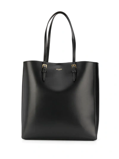 Saint Laurent Double Handle Leather Tote Bag In Black