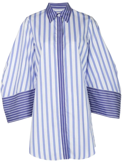 Sara Battaglia Blue Striped Over-sized Shirt Dress