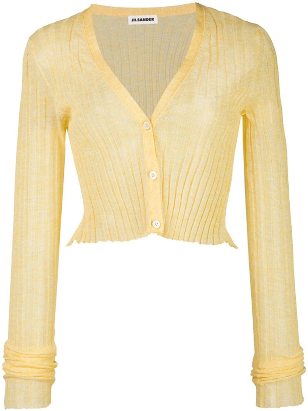 JIL SANDER イエローシルクカーディガン Jil Sander Yellow Semi-sheer Cropped Cardigan | ModeSens