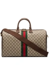 Gucci Gg Supreme Holdall In Brown