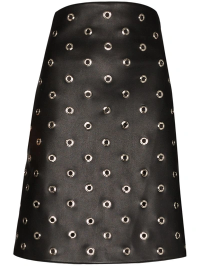We11 Done Eyelet-embellished Faux Leather Mini Skirt In Black
