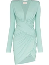 Alexandre Vauthier Ruched Stretch-jersey Mini Dress In Green