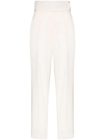 We11 Done High Waist Straight Leg Trousers In White