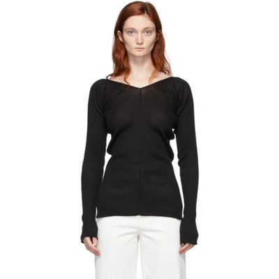 トップス LOW CLASSIC V-NECK LOGO KNIT TOP Low Classic V-neck Logo Knit Top In Black | ModeSens