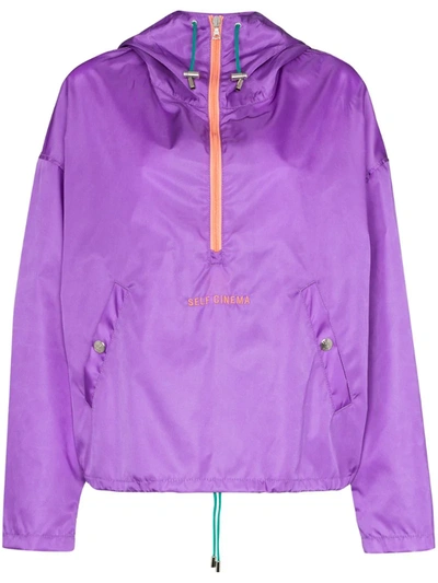 Self Cinema Hooded Half-zip Windbreaker In Purple