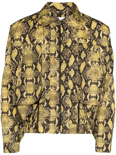 Cmmn Swdn Sami Snake Print Blouson Jacket In Brown