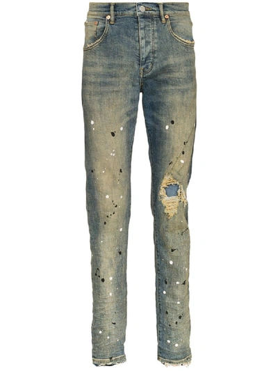 Purple Brand Paint Splatter Jeans In Blue